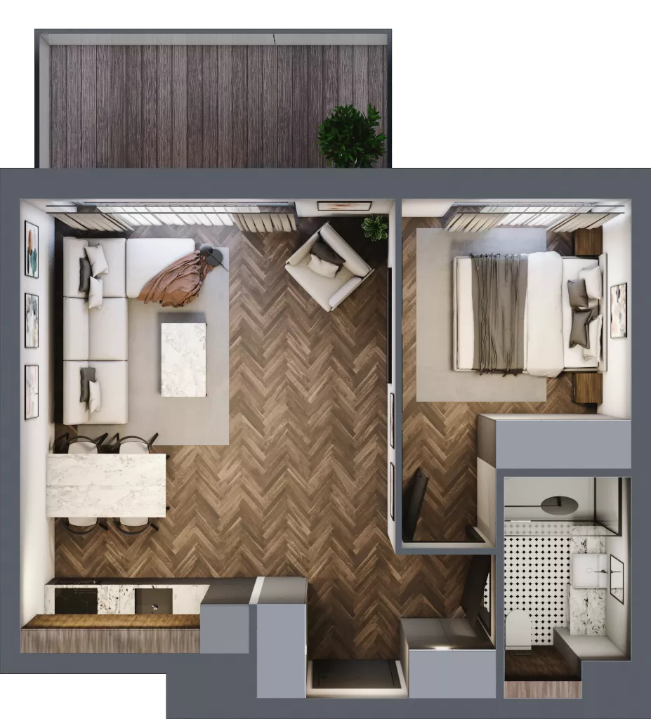 2 pokoje, mieszkanie 43,10 m², piętro 6, oferta nr G.6.04, Nad Odrą, Szczecin, Śródmieście, Łasztownia, ul. Celna 4