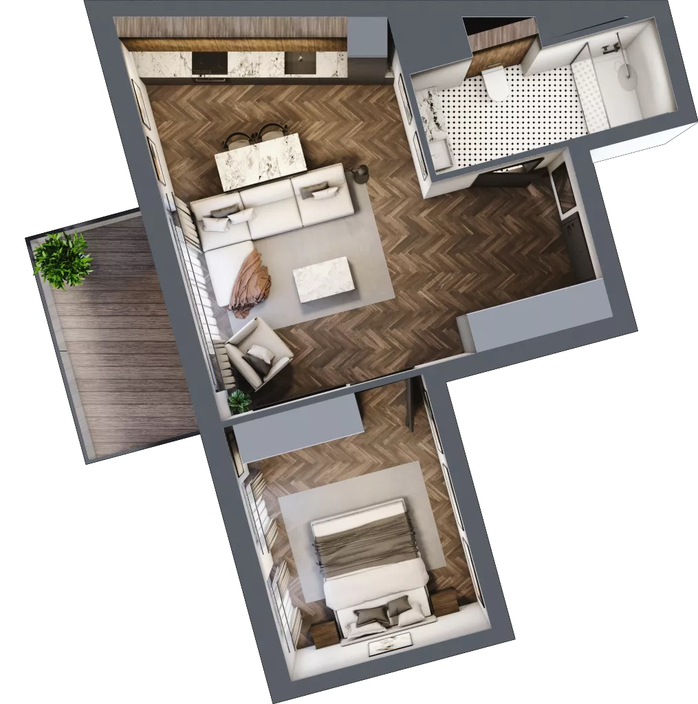 2 pokoje, mieszkanie 46,31 m², piętro 6, oferta nr A.6.01, Nad Odrą, Szczecin, Śródmieście, Łasztownia, ul. Celna 4