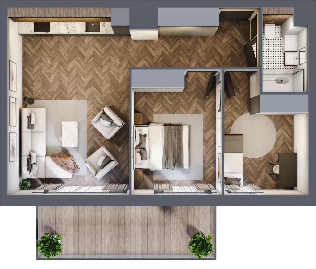 3 pokoje, mieszkanie 57,38 m², piętro 3, oferta nr C.3.05, Nad Odrą, Szczecin, Śródmieście, Łasztownia, ul. Celna 4