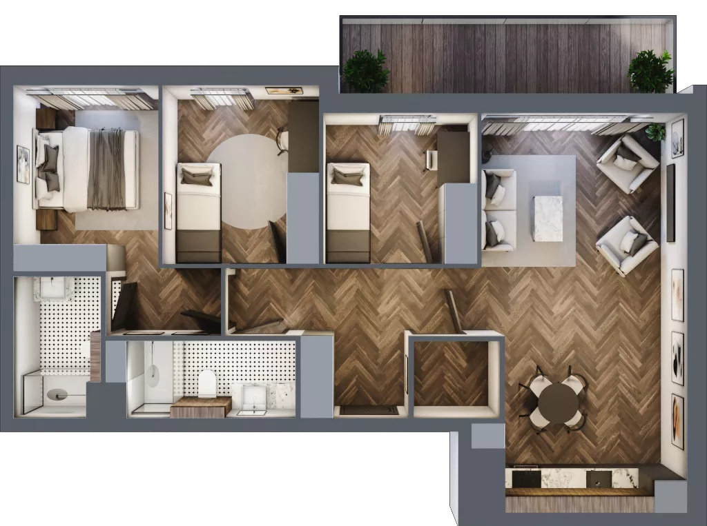4 pokoje, mieszkanie 75,12 m², piętro 3, oferta nr F.3.07, Nad Odrą, Szczecin, Śródmieście, Łasztownia, ul. Celna 4