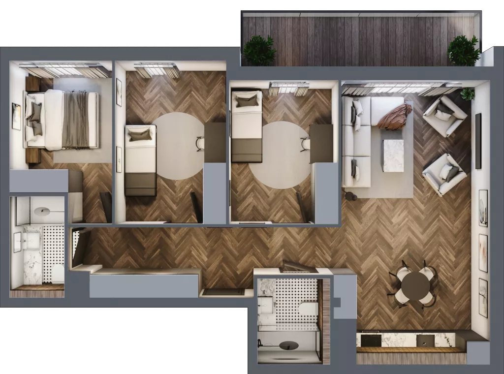 4 pokoje, mieszkanie 79,64 m², piętro 2, oferta nr F.2.05, Nad Odrą, Szczecin, Śródmieście, Łasztownia, ul. Celna 4