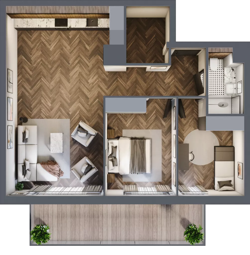 3 pokoje, mieszkanie 69,21 m², piętro 1, oferta nr C.1.04, Nad Odrą, Szczecin, Śródmieście, Łasztownia, ul. Celna 4