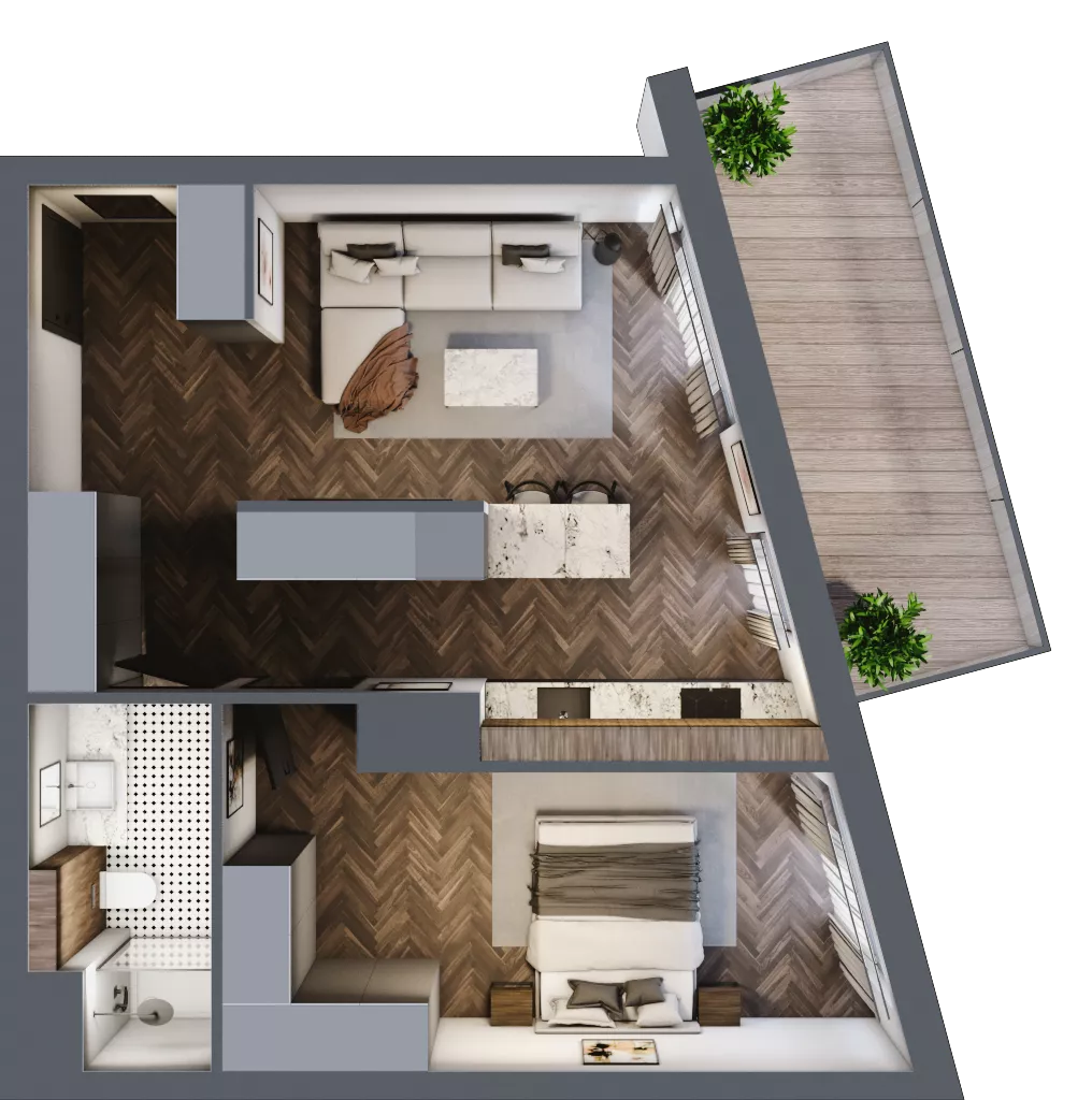 2 pokoje, mieszkanie 50,08 m², piętro 1, oferta nr G.1.04, Nad Odrą, Szczecin, Śródmieście, Łasztownia, ul. Celna 4