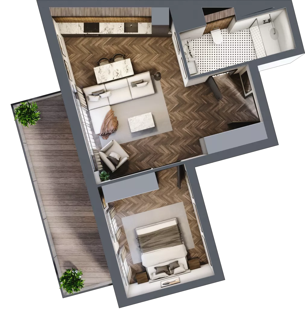 2 pokoje, mieszkanie 45,56 m², piętro 5, oferta nr A.5.01, Nad Odrą, Szczecin, Śródmieście, Łasztownia, ul. Celna 4