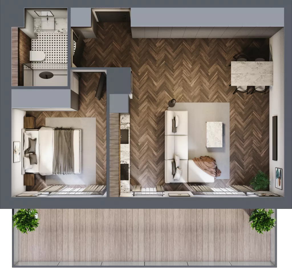 2 pokoje, mieszkanie 50,31 m², piętro 3, oferta nr F.3.01, Nad Odrą, Szczecin, Śródmieście, Łasztownia, ul. Celna 4