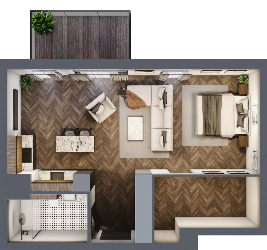 1 pokój, mieszkanie 49,44 m², piętro 4, oferta nr B.4.07, Nad Odrą, Szczecin, Śródmieście, Łasztownia, ul. Celna 4