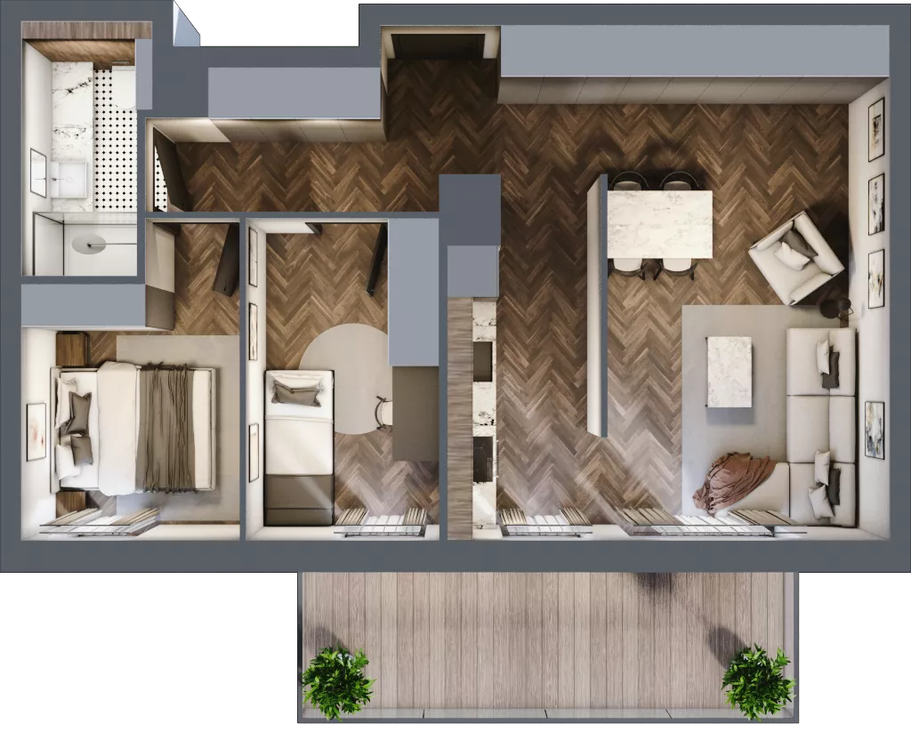 3 pokoje, mieszkanie 56,68 m², piętro 4, oferta nr F.4.07, Nad Odrą, Szczecin, Śródmieście, Łasztownia, ul. Celna 4