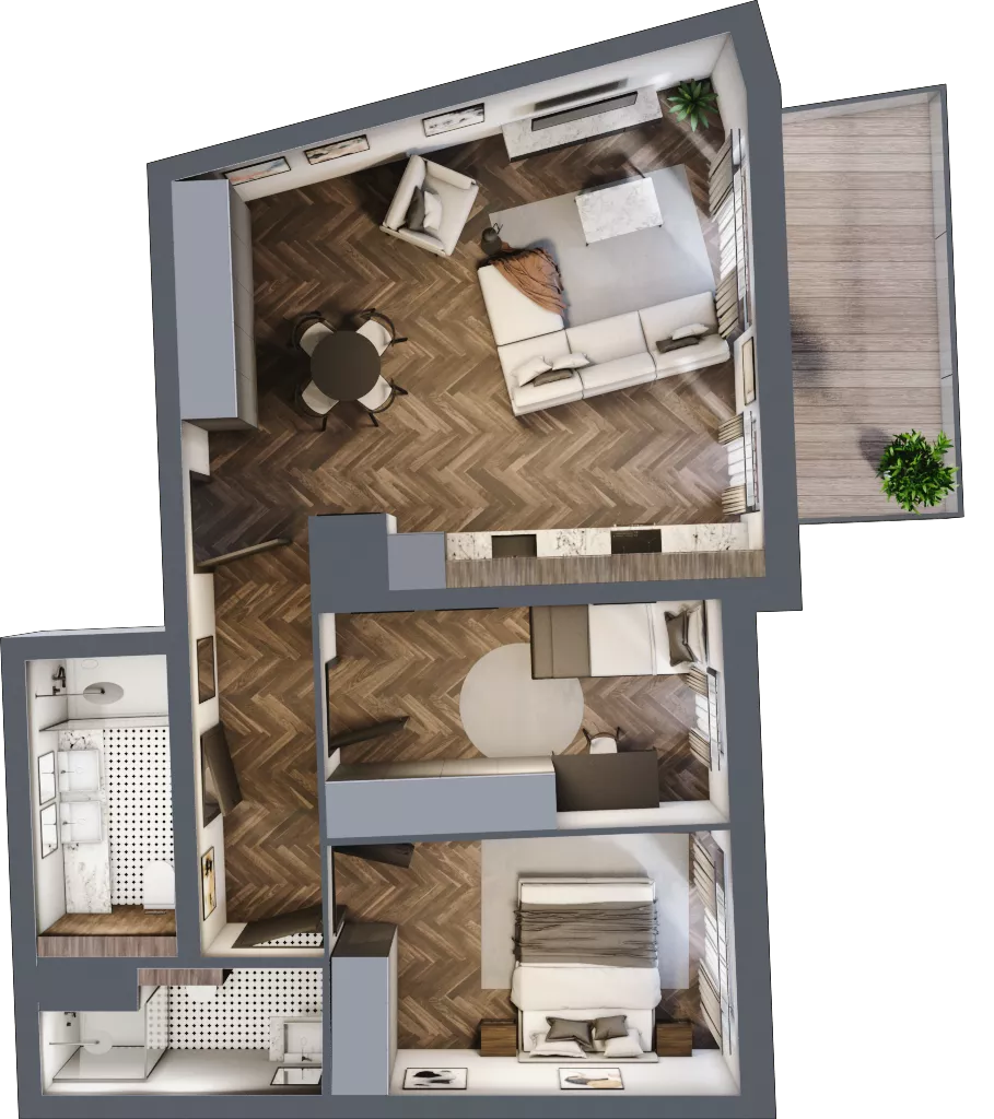 3 pokoje, mieszkanie 65,27 m², piętro 1, oferta nr A.1.03, Nad Odrą, Szczecin, Śródmieście, Łasztownia, ul. Celna 4