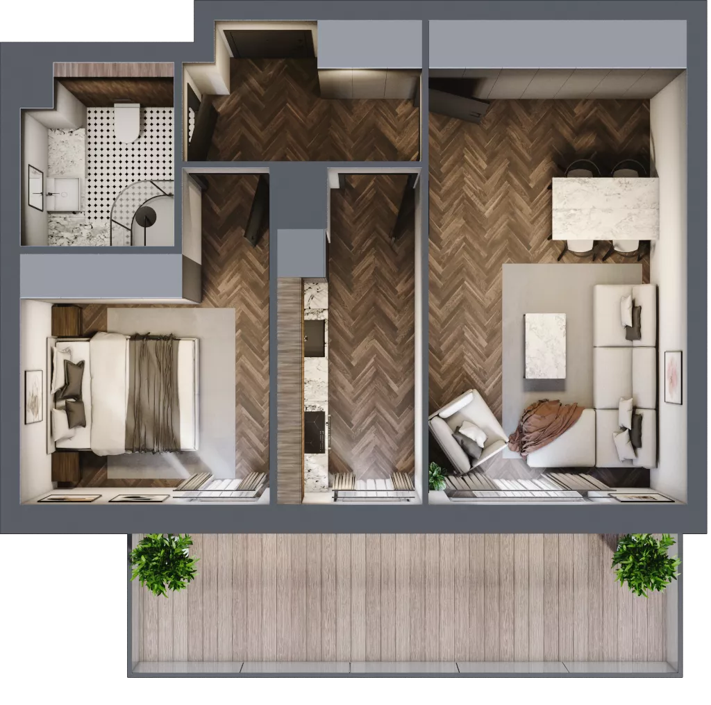 2 pokoje, mieszkanie 46,12 m², piętro 3, oferta nr F.3.08, Nad Odrą, Szczecin, Śródmieście, Łasztownia, ul. Celna 4
