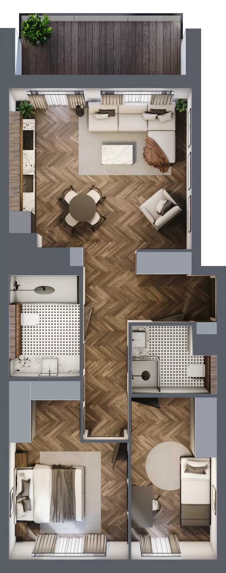 3 pokoje, mieszkanie 65,86 m², piętro 4, oferta nr F.4.03, Nad Odrą, Szczecin, Śródmieście, Łasztownia, ul. Celna 4