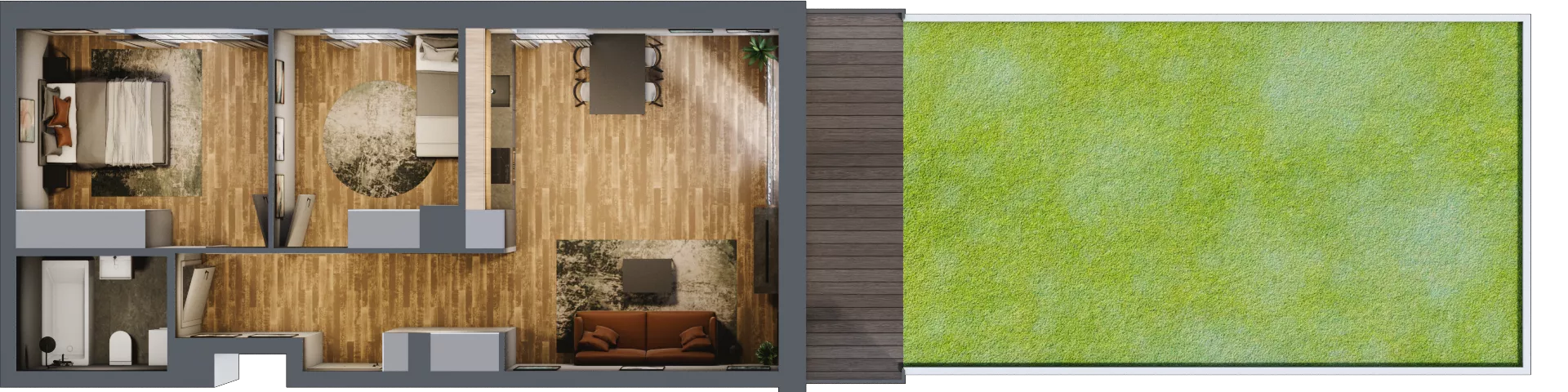 3 pokoje, mieszkanie 59,33 m², parter, oferta nr B.2.5, Osiedle Kwintet, Warszawa, Białołęka, Grodzisk, ul. Podwójna 2, 4, 6, 8, 10