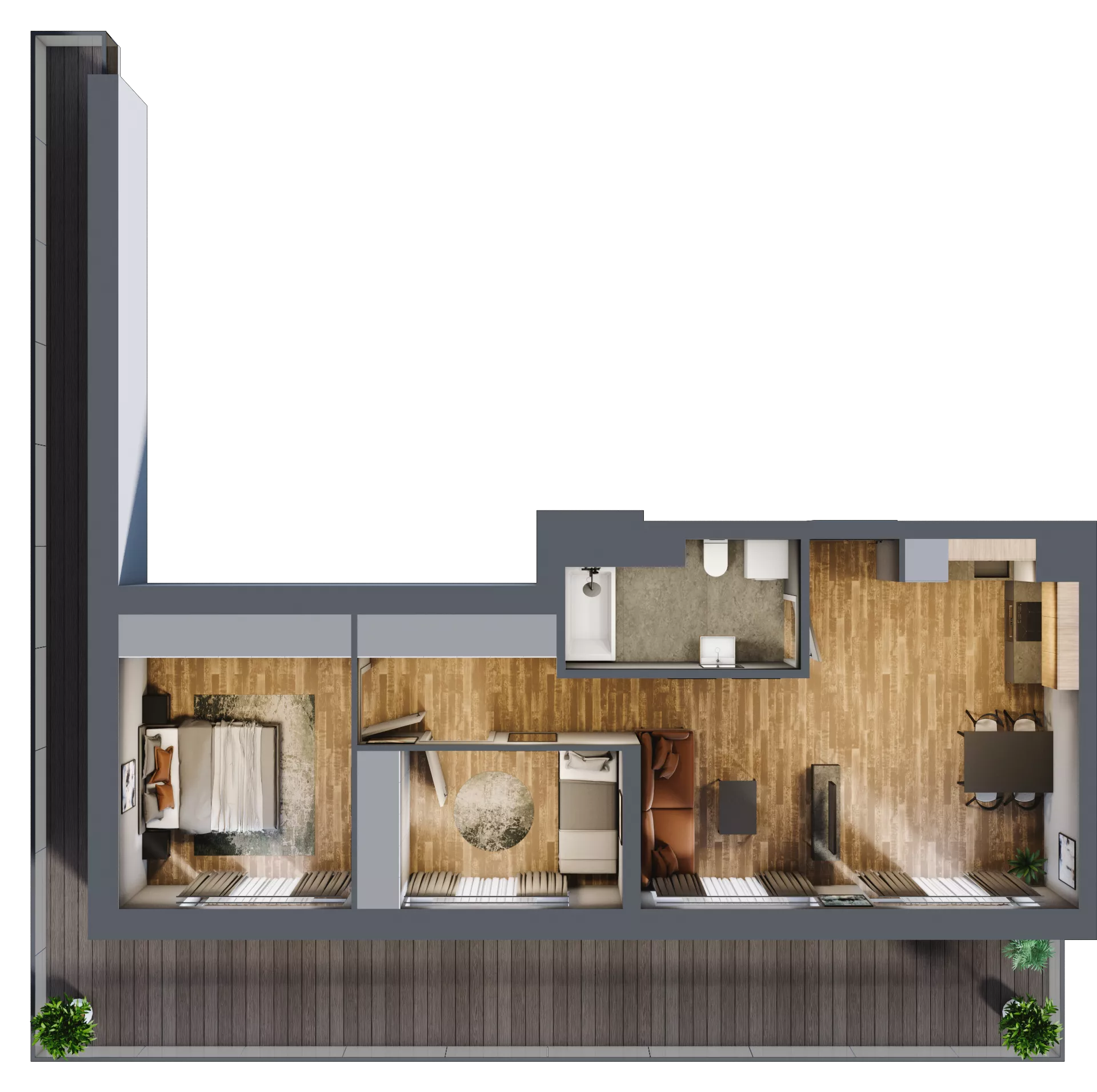 3 pokoje, mieszkanie 58,23 m², piętro 3, oferta nr B.2.18, Osiedle Kwintet, Warszawa, Białołęka, Grodzisk, ul. Podwójna 2, 4, 6, 8, 10