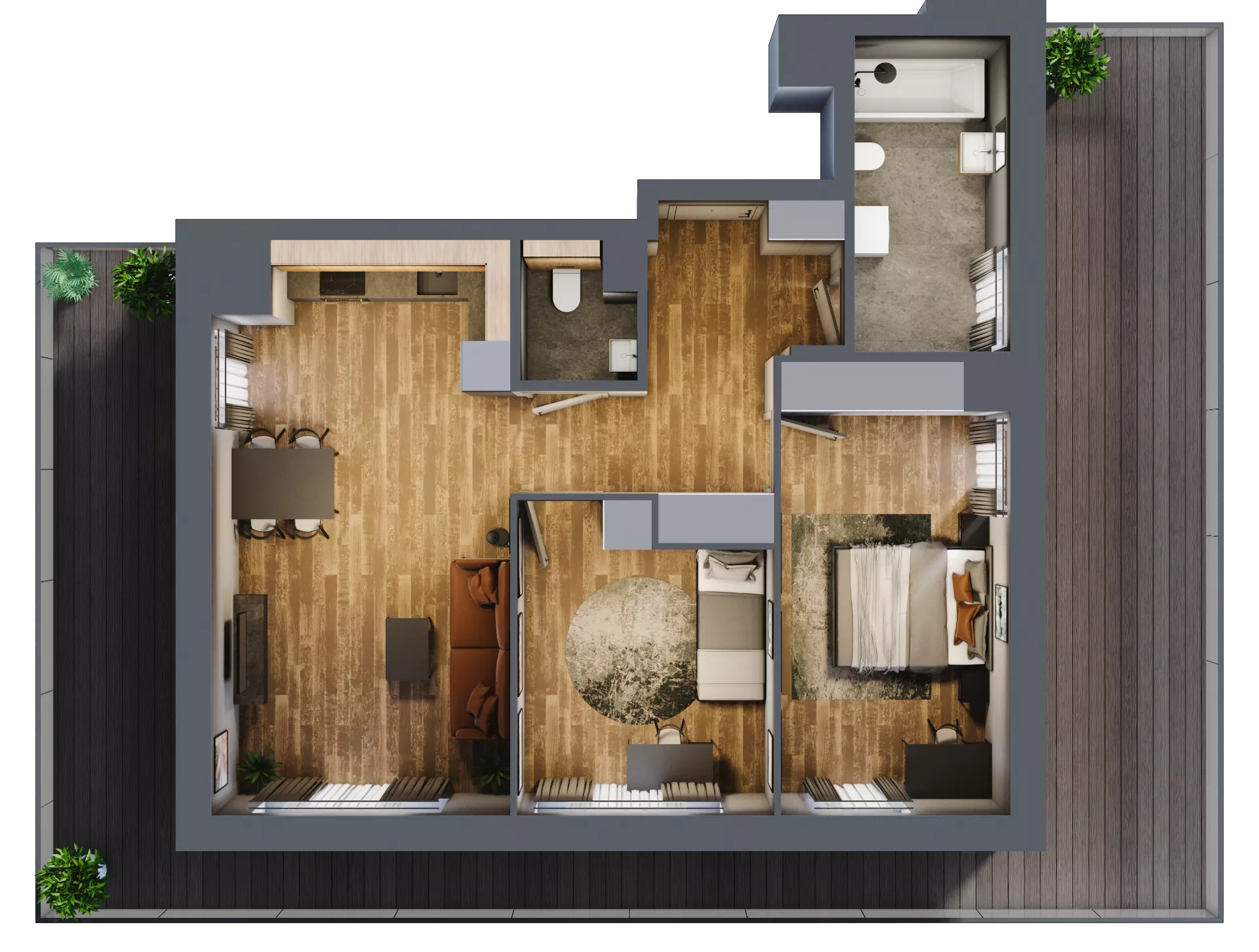 3 pokoje, mieszkanie 68,10 m², piętro 3, oferta nr B.2.20, Osiedle Kwintet, Warszawa, Białołęka, Grodzisk, ul. Podwójna 2, 4, 6, 8, 10