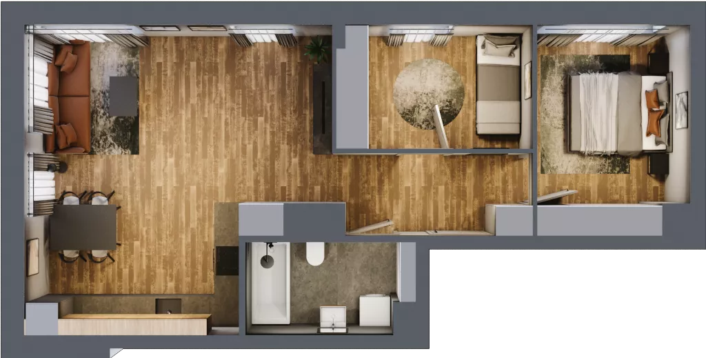 3 pokoje, mieszkanie 58,50 m², parter, oferta nr B.4.1, Osiedle Kwintet, Warszawa, Białołęka, Grodzisk, ul. Podwójna 2, 4, 6, 8, 10