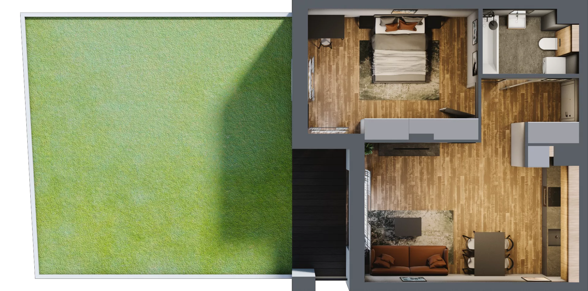 2 pokoje, mieszkanie 49,63 m², parter, oferta nr B.5.3, Osiedle Kwintet, Warszawa, Białołęka, Grodzisk, ul. Podwójna 2, 4, 6, 8, 10