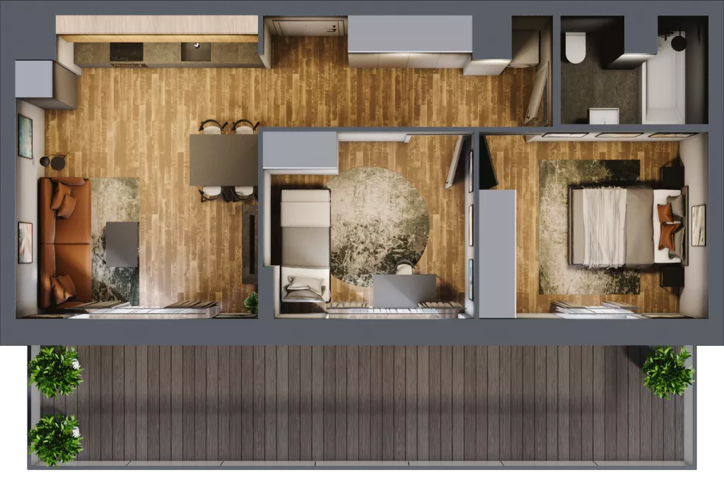 3 pokoje, mieszkanie 51,89 m², piętro 4, oferta nr B.5.26, Osiedle Kwintet, Warszawa, Białołęka, Grodzisk, ul. Podwójna 2, 4, 6, 8, 10