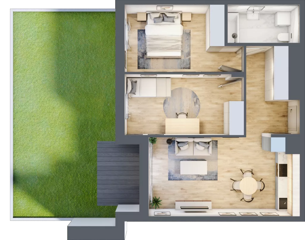 3 pokoje, mieszkanie 57,01 m², parter, oferta nr E_1, 3 Ogrody, Zamienie, ul. Anyżkowa