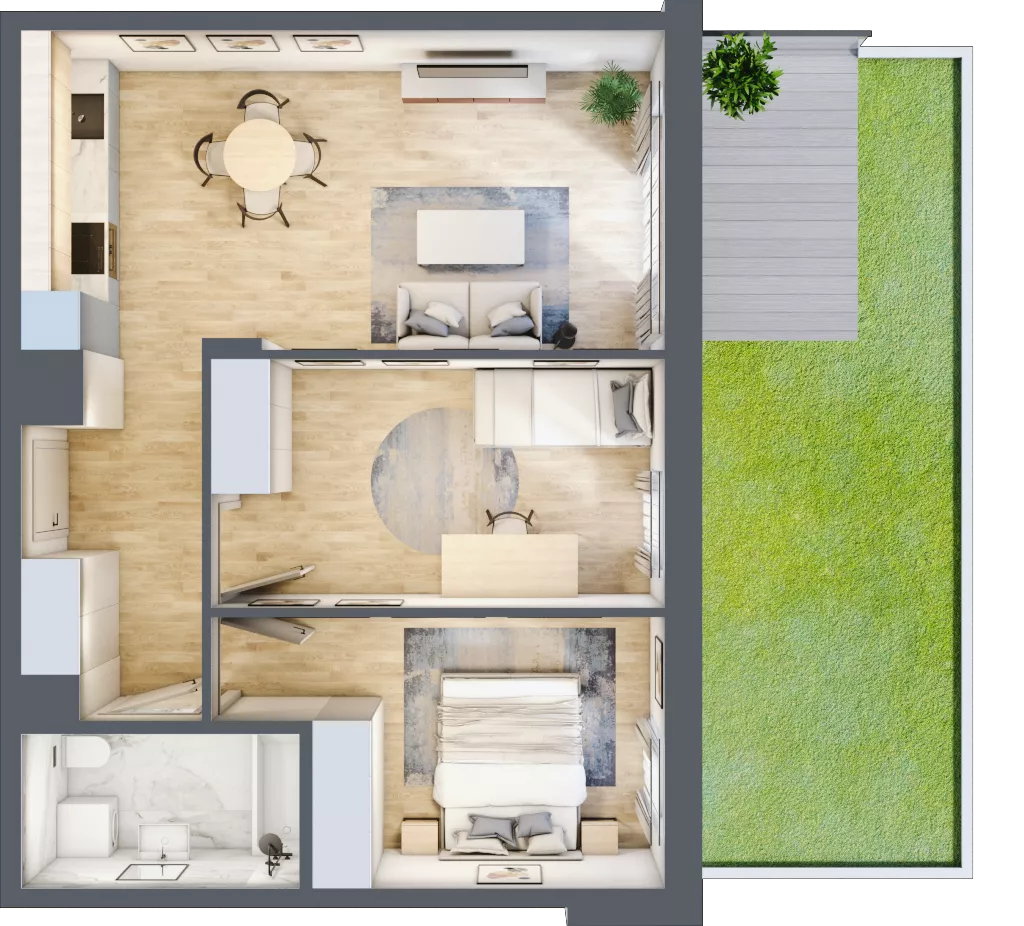 3 pokoje, mieszkanie 55,09 m², parter, oferta nr E_4, 3 Ogrody, Zamienie, ul. Anyżkowa