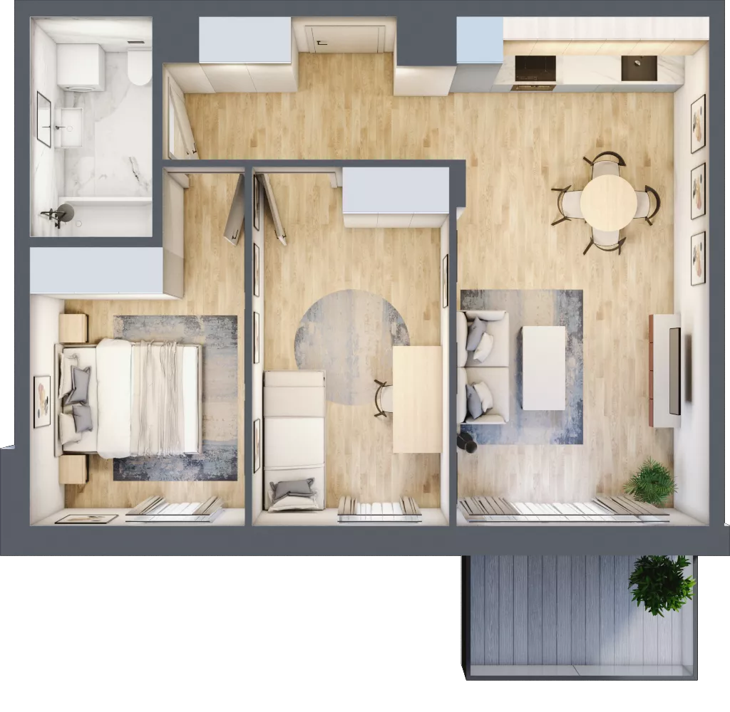 3 pokoje, mieszkanie 55,15 m², piętro 1, oferta nr E_12, 3 Ogrody, Zamienie, ul. Anyżkowa