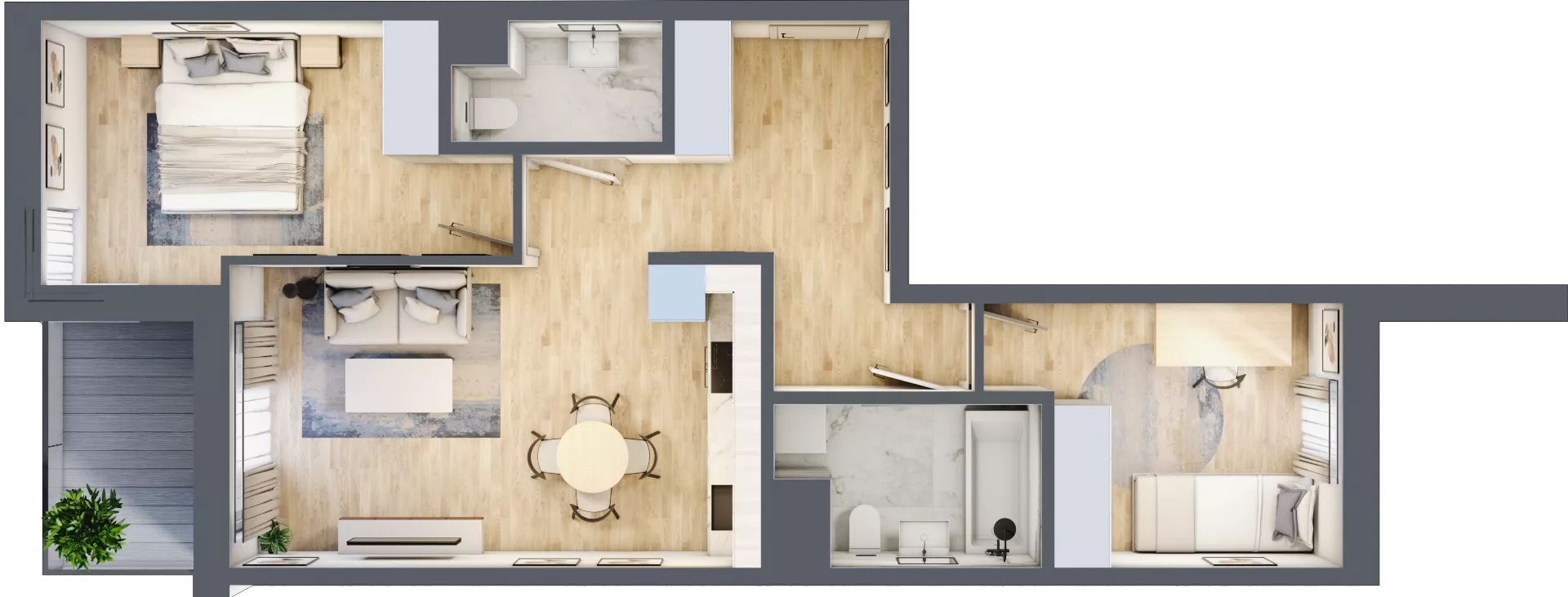 3 pokoje, mieszkanie 55,83 m², piętro 3, oferta nr E_31, 3 Ogrody, Zamienie, ul. Anyżkowa