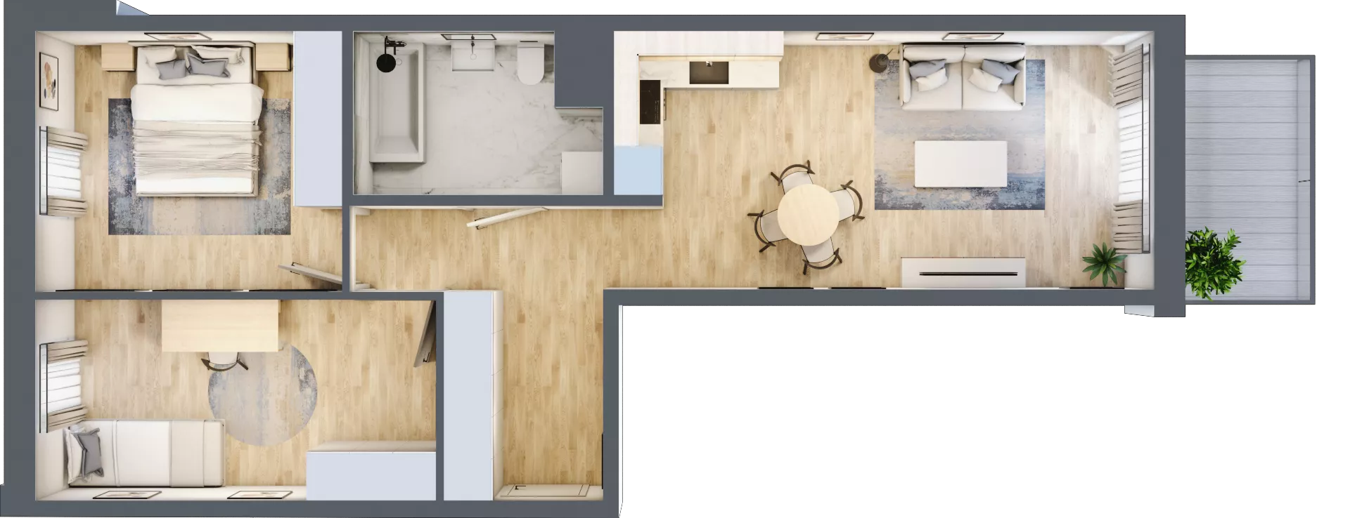 3 pokoje, mieszkanie 59,31 m², piętro 3, oferta nr E_57, 3 Ogrody, Zamienie, ul. Anyżkowa