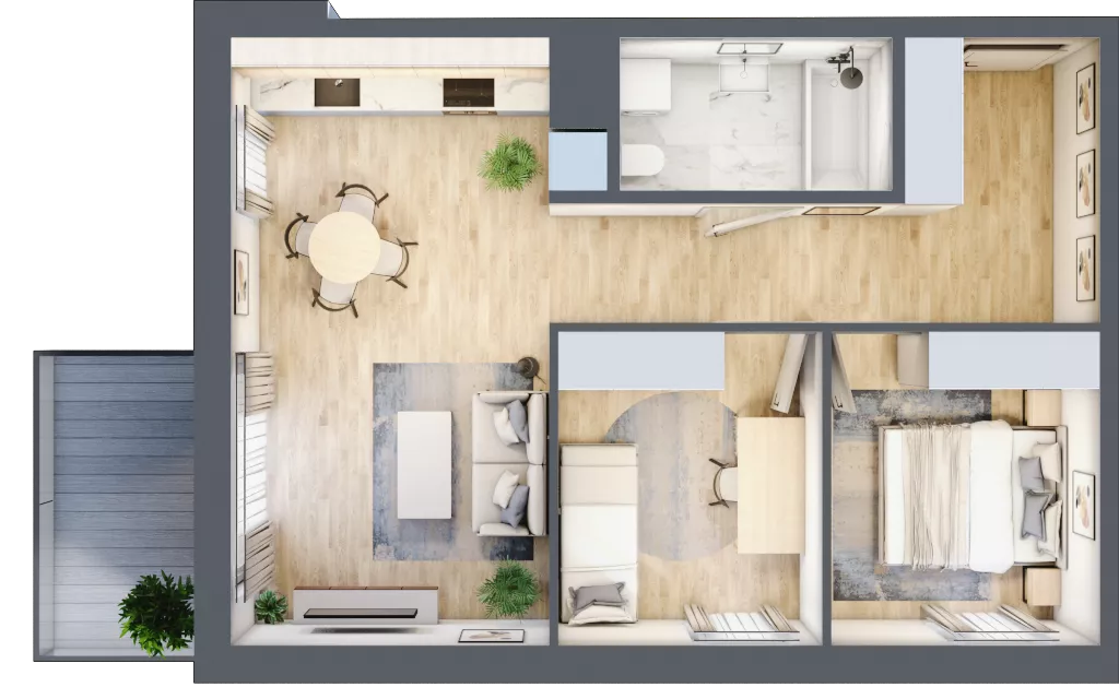 3 pokoje, mieszkanie 53,52 m², piętro 1, oferta nr F_19, 3 Ogrody, Zamienie, ul. Anyżkowa