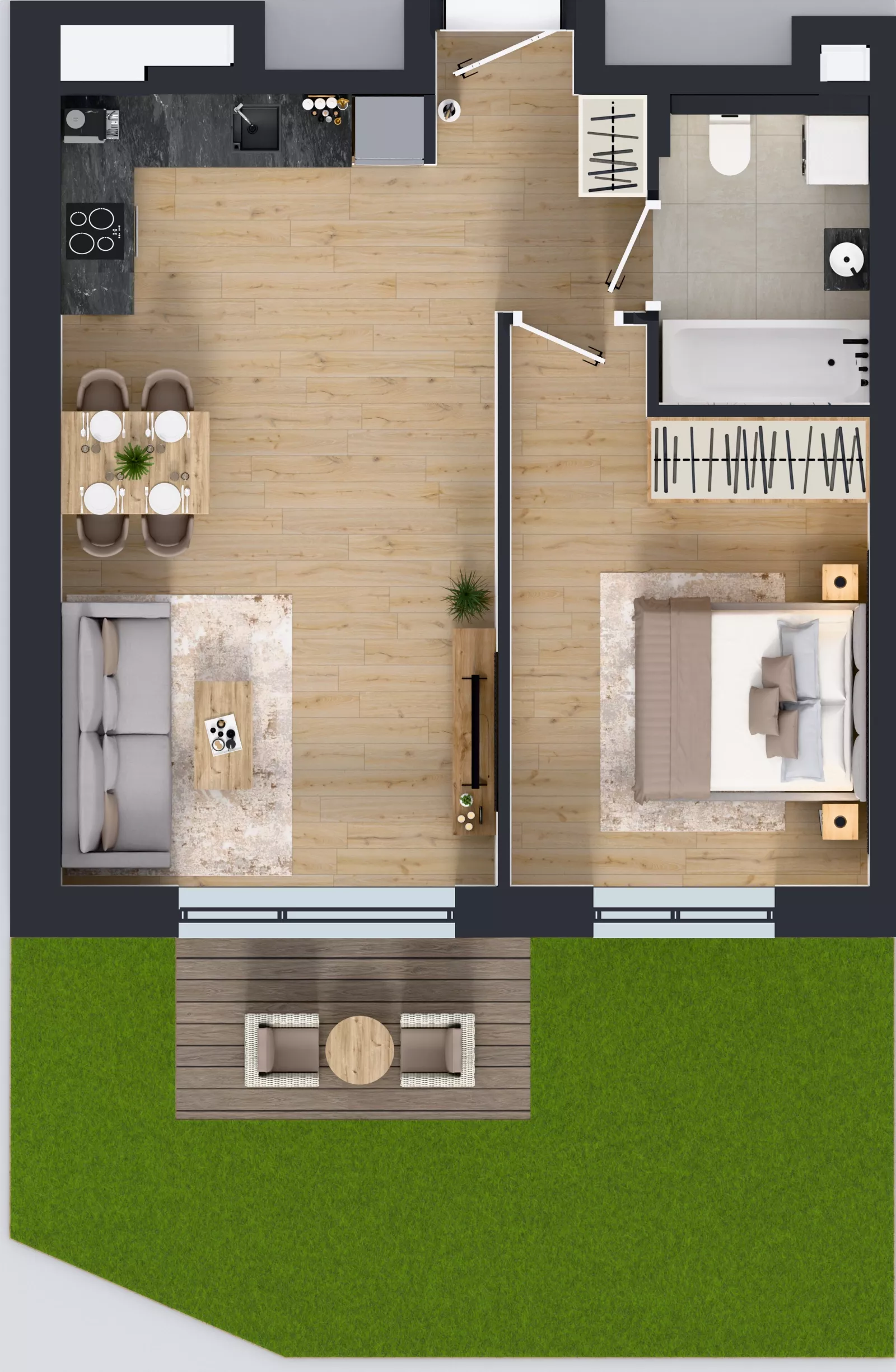 2 pokoje, mieszkanie 47,91 m², parter, oferta nr GO1/A/1/2, Goździków, Warszawa, Wawer, Marysin Wawerski, ul. Goździków
