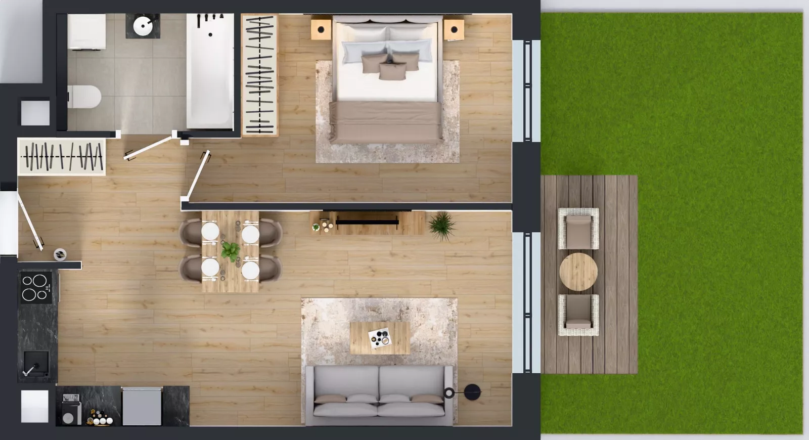2 pokoje, mieszkanie 47,27 m², parter, oferta nr GO1/B/1/20, Goździków, Warszawa, Wawer, Marysin Wawerski, ul. Goździków