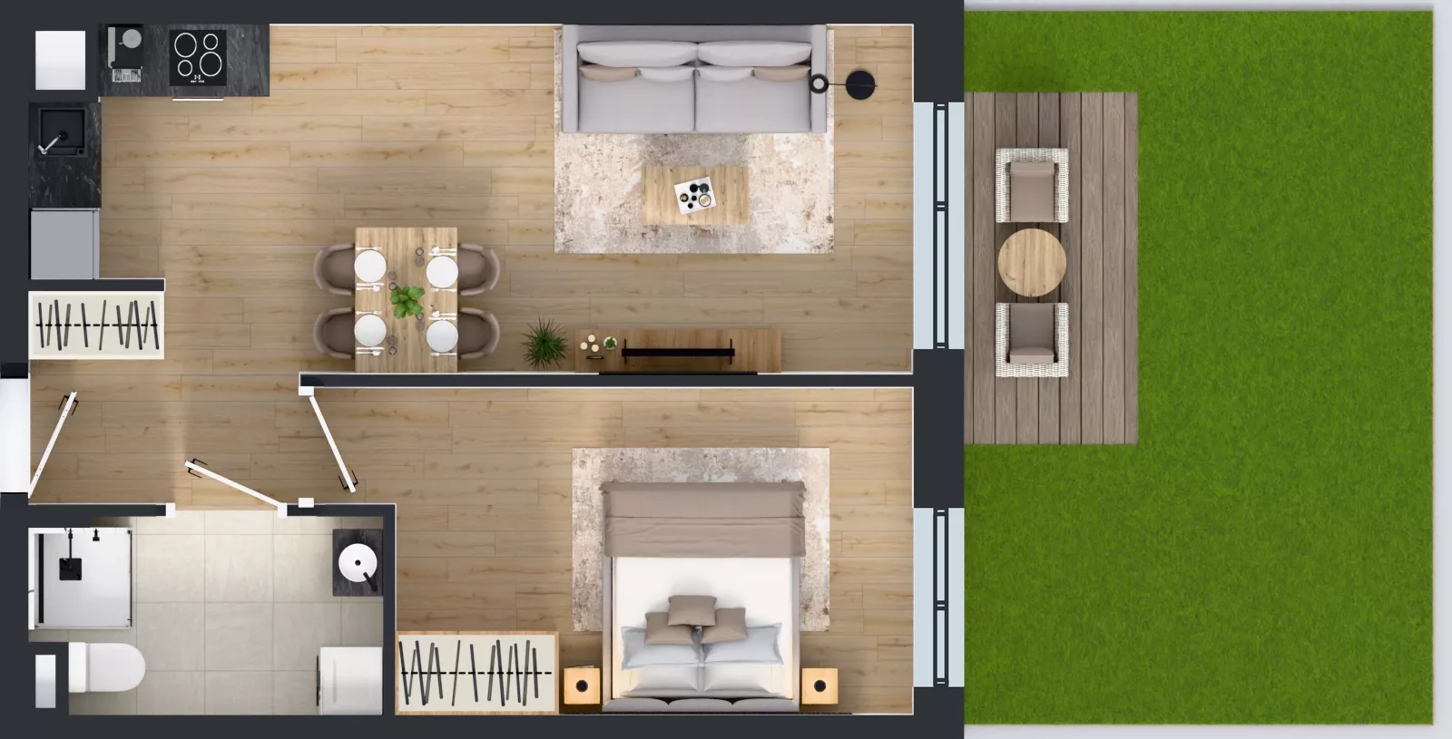2 pokoje, mieszkanie 44,89 m², parter, oferta nr GO1/B/1/21, Goździków, Warszawa, Wawer, Marysin Wawerski, ul. Goździków