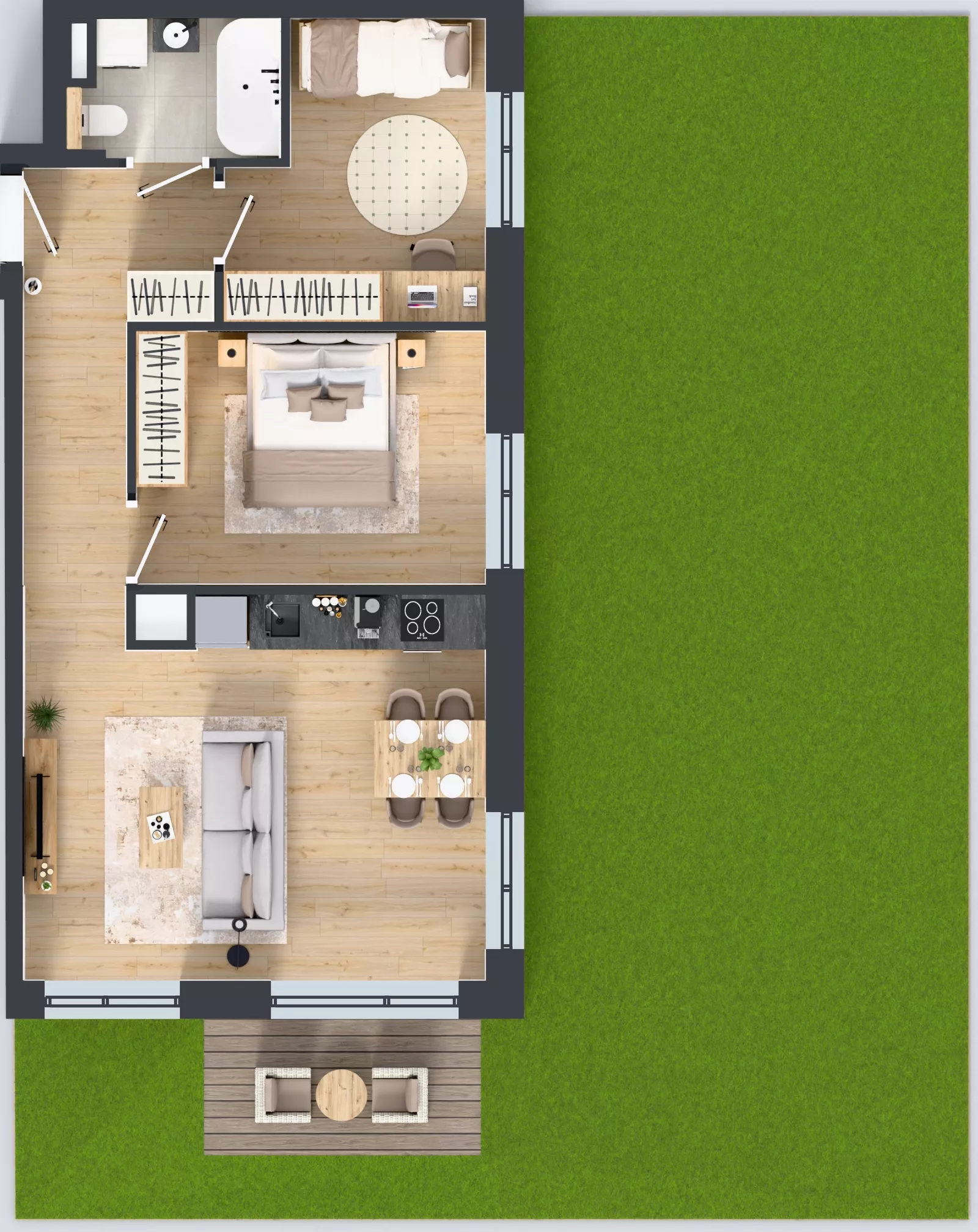 3 pokoje, mieszkanie 56,45 m², parter, oferta nr GO1/B/1/24, Goździków, Warszawa, Wawer, Marysin Wawerski, ul. Goździków