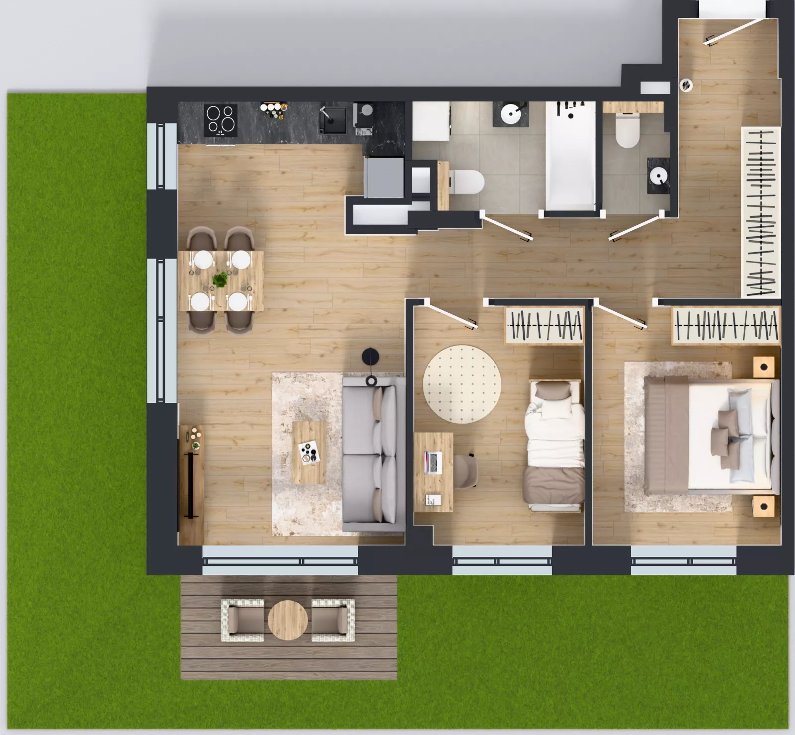 3 pokoje, mieszkanie 58,69 m², parter, oferta nr GO1/B/1/25, Goździków, Warszawa, Wawer, Marysin Wawerski, ul. Goździków