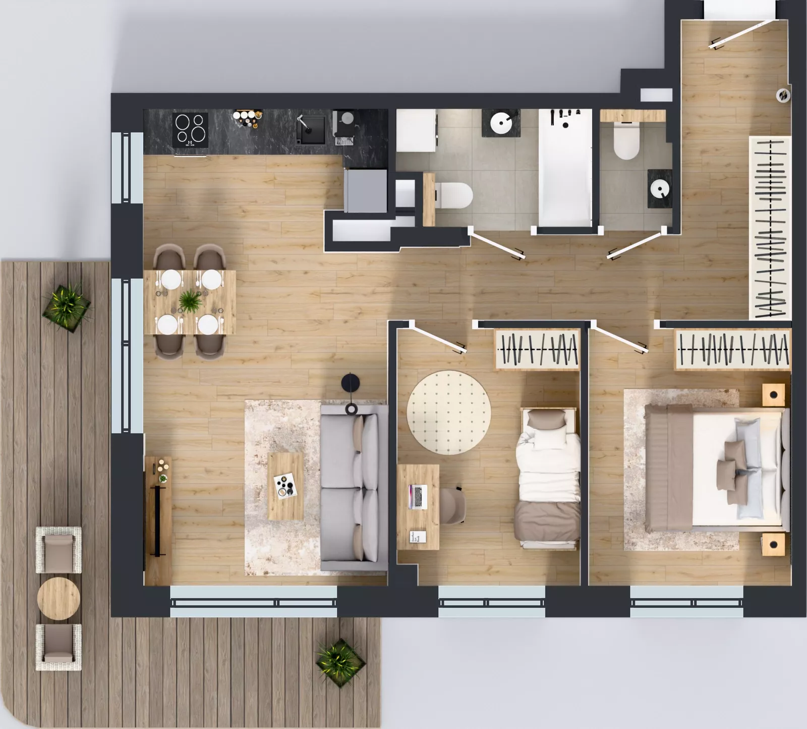 3 pokoje, mieszkanie 58,69 m², piętro 1, oferta nr GO1/B/2/36, Goździków, Warszawa, Wawer, Marysin Wawerski, ul. Goździków