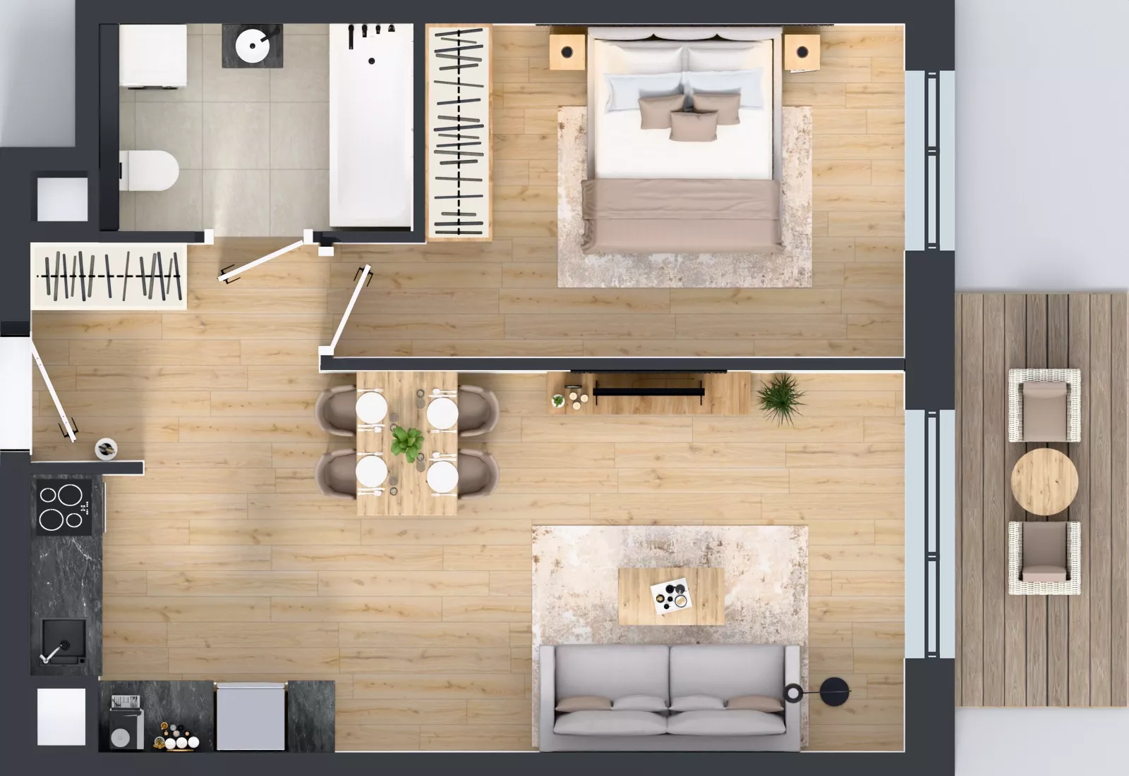 2 pokoje, mieszkanie 47,27 m², piętro 3, oferta nr GO1/B/4/53, Goździków, Warszawa, Wawer, Marysin Wawerski, ul. Goździków