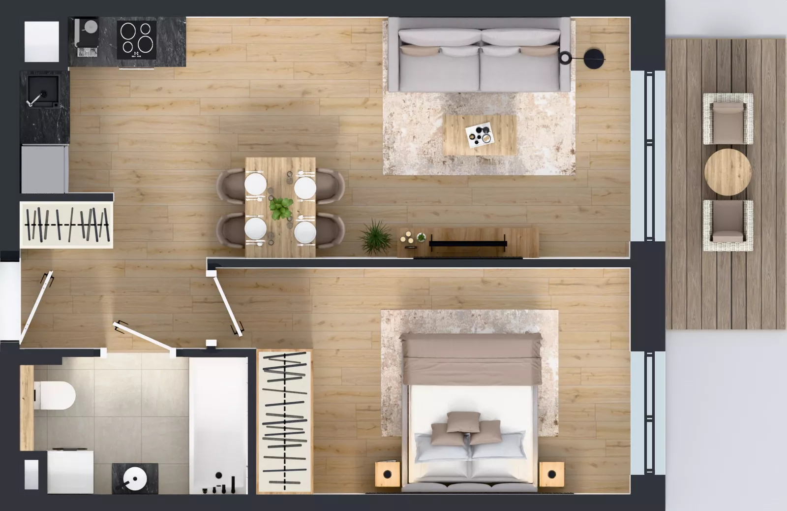 2 pokoje, mieszkanie 44,93 m², piętro 3, oferta nr GO1/B/4/54, Goździków, Warszawa, Wawer, Marysin Wawerski, ul. Goździków