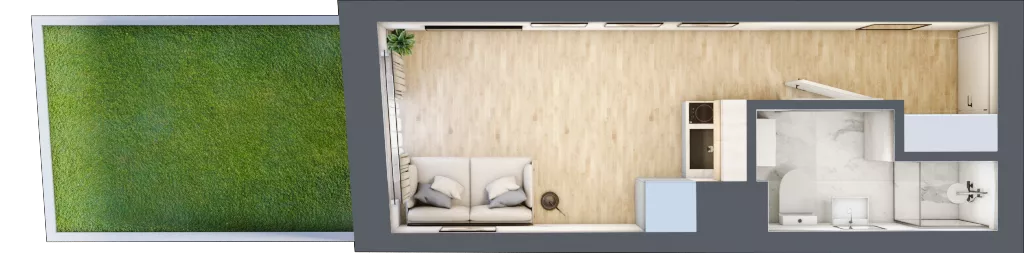 1 pokój, mieszkanie 17,02 m², parter, oferta nr 1.B.04, Żegiestowska, Wrocław, Gaj, Krzyki, ul. Żegiestowska 3