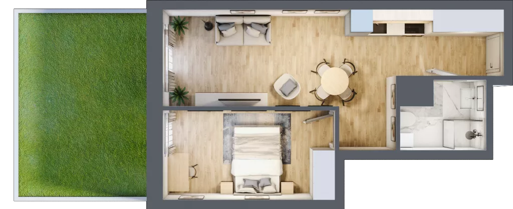 2 pokoje, mieszkanie 39,33 m², parter, oferta nr 1.M.19, Żegiestowska, Wrocław, Gaj, Krzyki, ul. Żegiestowska 3