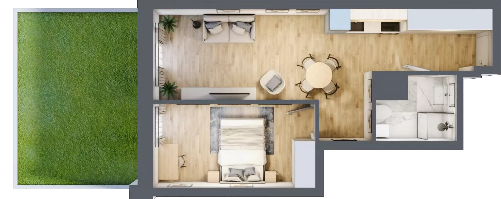 2 pokoje, mieszkanie 40,21 m², parter, oferta nr 1.M.21, Żegiestowska, Wrocław, Gaj, Krzyki, ul. Żegiestowska 3