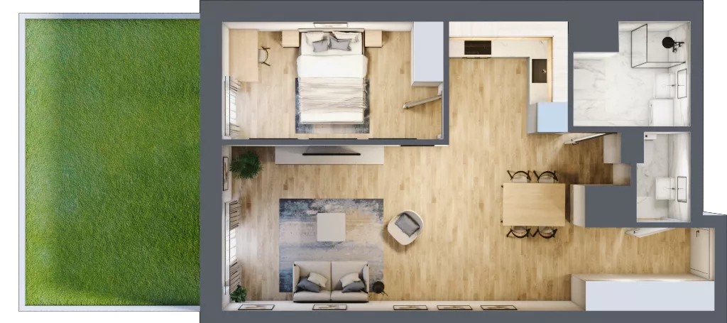 2 pokoje, mieszkanie 51,95 m², parter, oferta nr 1.M.22, Żegiestowska, Wrocław, Gaj, Krzyki, ul. Żegiestowska 3