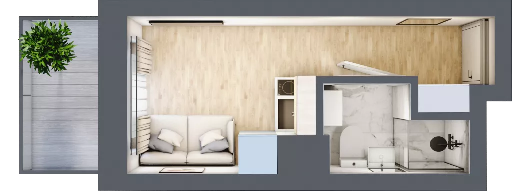 1 pokój, mieszkanie 12,38 m², piętro 1, oferta nr 2.B.13, Żegiestowska, Wrocław, Gaj, Krzyki, ul. Żegiestowska 3