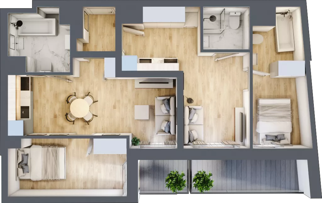 1 pokój, mieszkanie 66,86 m², piętro 1, oferta nr 2.M.03, Żegiestowska, Wrocław, Gaj, Krzyki, ul. Żegiestowska 3