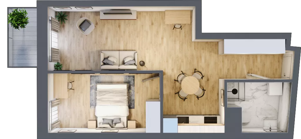 2 pokoje, mieszkanie 44,97 m², piętro 1, oferta nr 2.M.16, Żegiestowska, Wrocław, Gaj, Krzyki, ul. Żegiestowska 3
