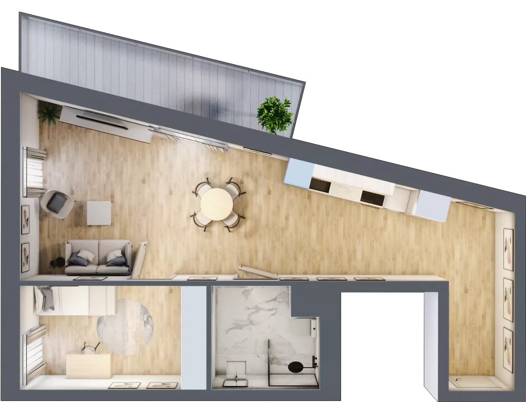 2 pokoje, mieszkanie 54,89 m², piętro 1, oferta nr 2.M.32, Żegiestowska, Wrocław, Gaj, Krzyki, ul. Żegiestowska 3
