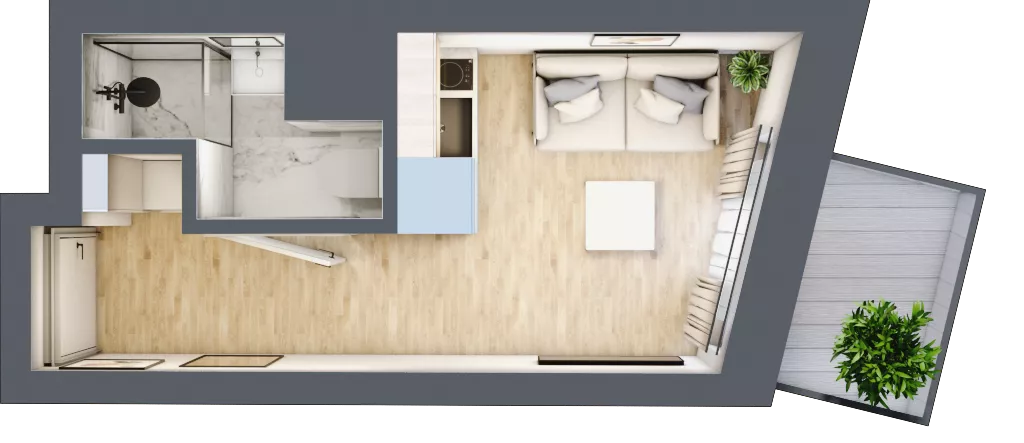 1 pokój, mieszkanie 13,56 m², piętro 2, oferta nr 3.B.02, Żegiestowska, Wrocław, Gaj, Krzyki, ul. Żegiestowska 3