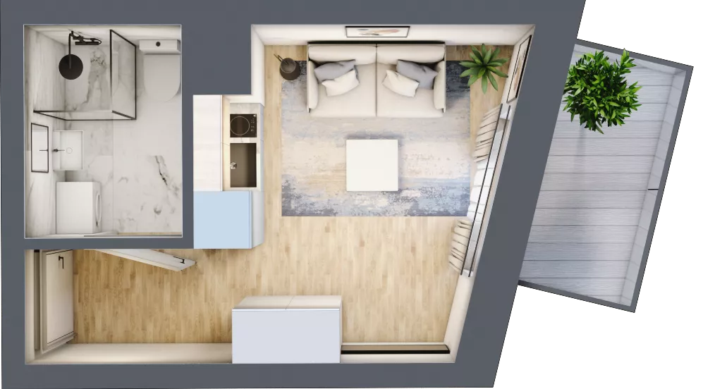 1 pokój, mieszkanie 16,52 m², piętro 2, oferta nr 3.B.03, Żegiestowska, Wrocław, Gaj, Krzyki, ul. Żegiestowska 3
