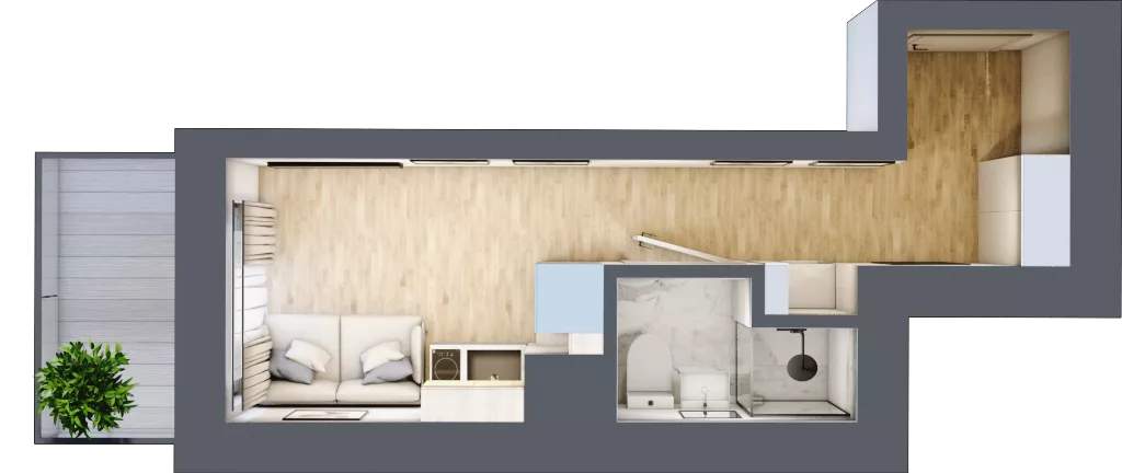1 pokój, mieszkanie 15,15 m², piętro 2, oferta nr 3.B.16, Żegiestowska, Wrocław, Gaj, Krzyki, ul. Żegiestowska 3