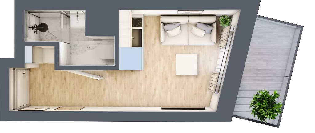 1 pokój, mieszkanie 13,60 m², piętro 3, oferta nr 4.B.02, Żegiestowska, Wrocław, Gaj, Krzyki, ul. Żegiestowska 3