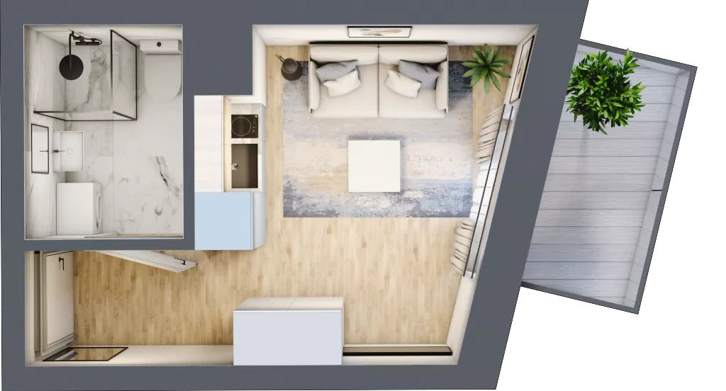 1 pokój, mieszkanie 16,53 m², piętro 3, oferta nr 4.B.03, Żegiestowska, Wrocław, Gaj, Krzyki, ul. Żegiestowska 3