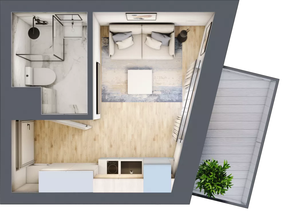 1 pokój, mieszkanie 14,60 m², piętro 3, oferta nr 4.B.04, Żegiestowska, Wrocław, Gaj, Krzyki, ul. Żegiestowska 3