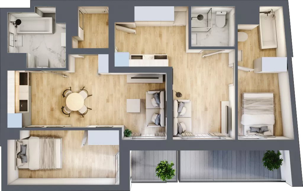 4 pokoje, mieszkanie 66,66 m², piętro 3, oferta nr 4.M.04, Żegiestowska, Wrocław, Gaj, Krzyki, ul. Żegiestowska 3