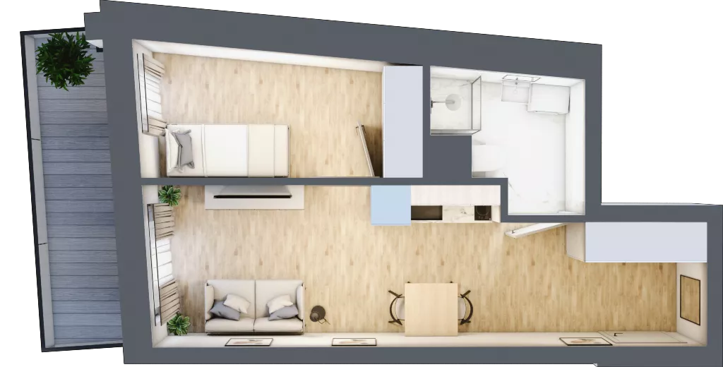 2 pokoje, mieszkanie 30,70 m², piętro 4, oferta nr 5.B.06, Żegiestowska, Wrocław, Gaj, Krzyki, ul. Żegiestowska 3